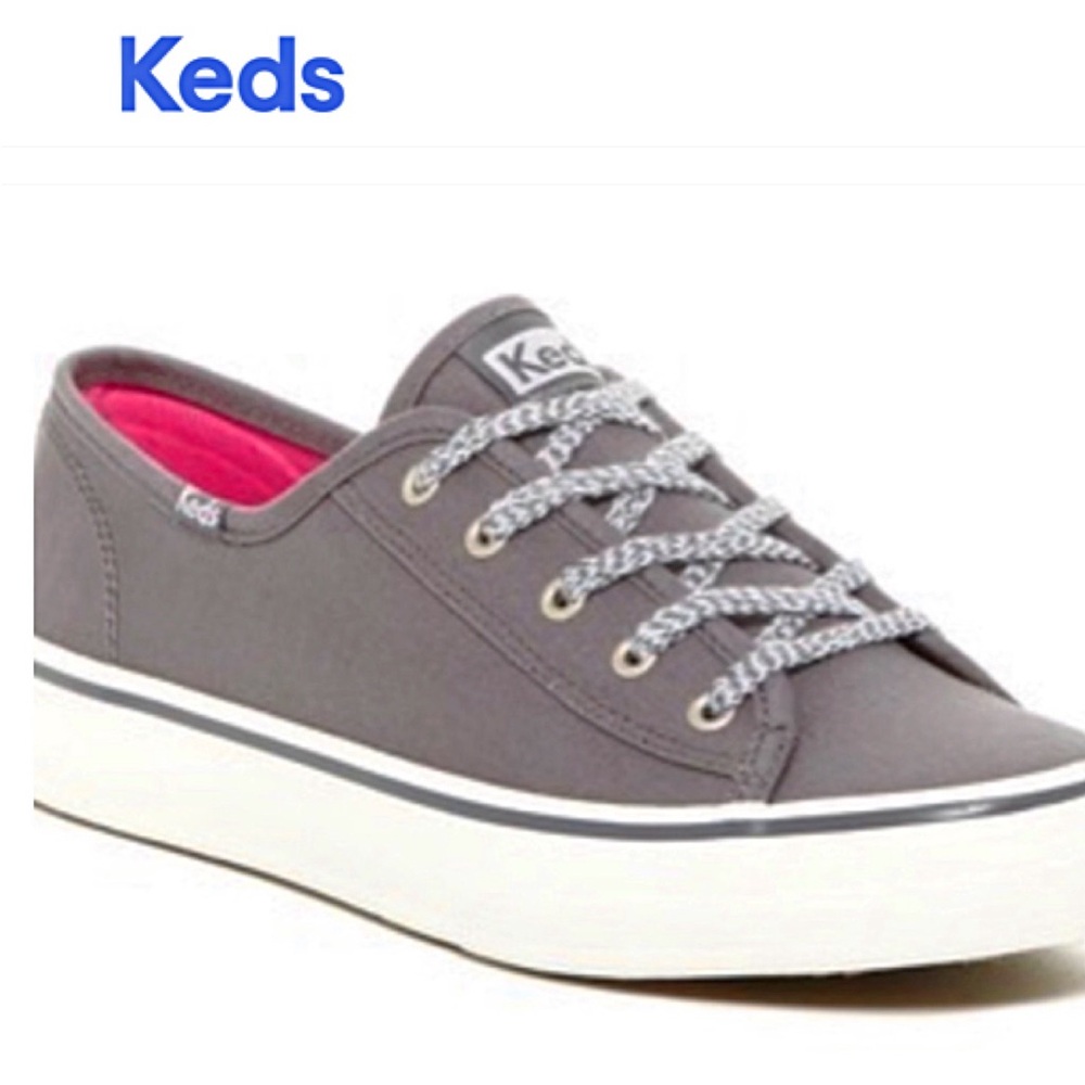 KEDS VINTAGE Women’s PLATFORM LACE UP SNEAKER IN BOX Double Up GRAY 7M